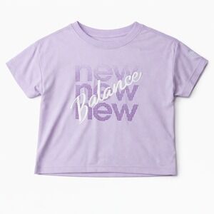 New Balance T-Shirt Kids M 5/6 Purple Graphic Logo Short Sleeve Activewear Tee